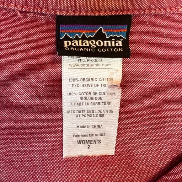 PATAGONIA Long-Sleeved Chambray Shirt Organic Cotton in Red Women's Size 2 - Picture 9 of 9